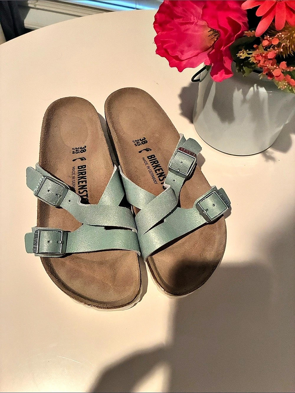 Birkenstock Mayari Sandals faded lime or light blue oiled leather Green EU 38